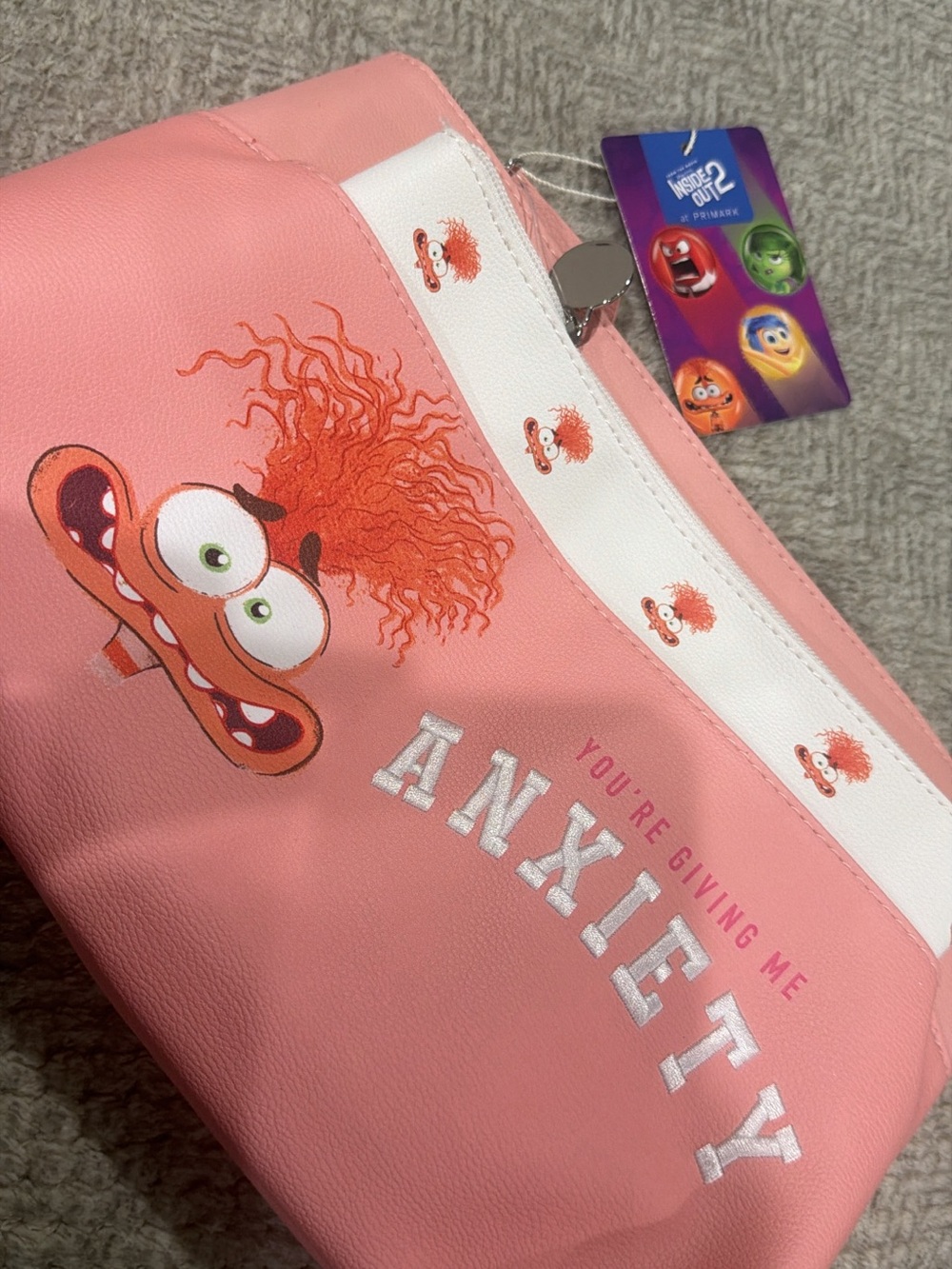 Primark Inside Out 2 Pink 'Anxiety' Kids Cosmetic Bag 2 in 1